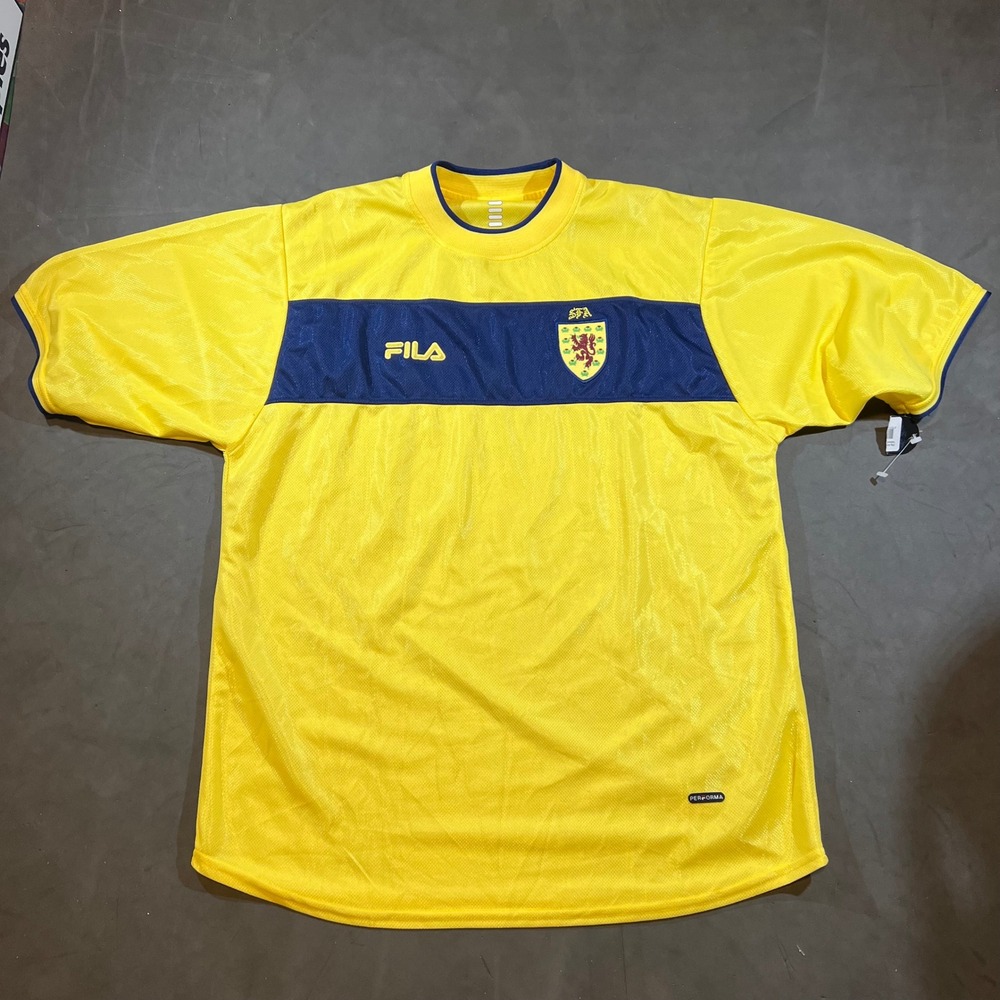 Fila 2002-2003 Scotland Away SFA Football Jersey Mens Large Yellow Soccer